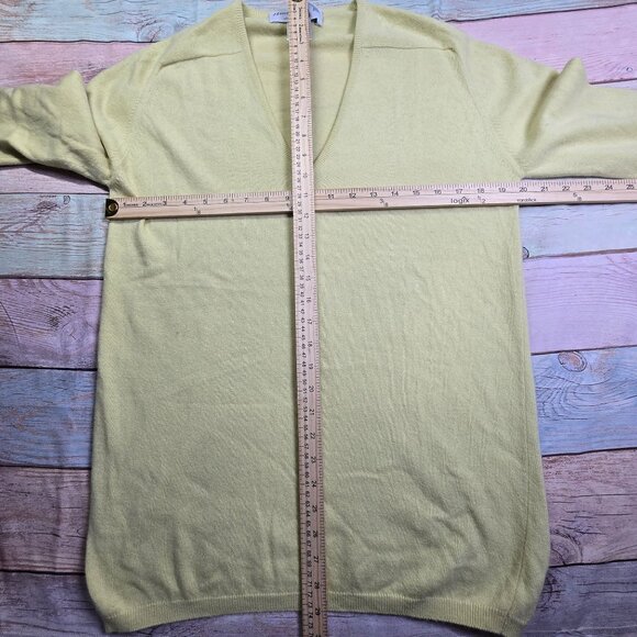 Hardenglen Womens V-Neck Cashmere Sweater Small Pale Yellow Made In Scotland - Picture 5 of 7